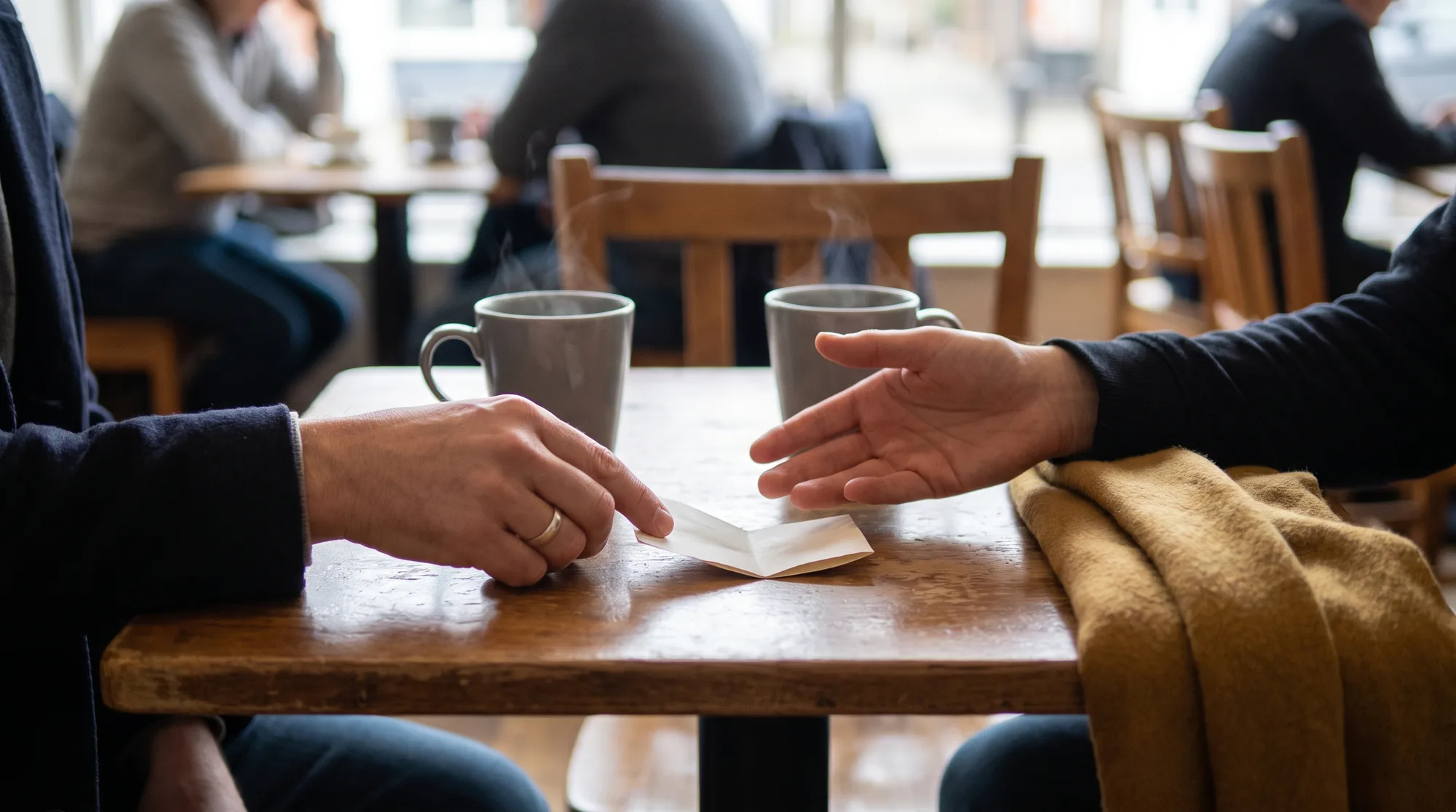 A customer and independent maker completing a fair purchase
